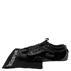 Pre Owned حذاء رياضي غوتشي جلد وسويدي أسود عنق منخفض مقاس 38