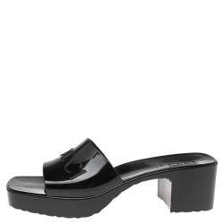 Pre Owned Gucci Black Rubber Block Heel Open Toe Sandals Size 39