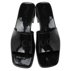 Pre Owned Gucci Black Rubber Block Heel Open Toe Sandals Size 39