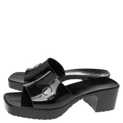 Pre Owned Gucci Black Rubber Block Heel Open Toe Sandals Size 39