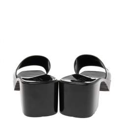 Pre Owned Gucci Black Rubber Block Heel Open Toe Sandals Size 39