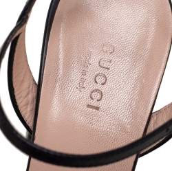 مملوكة مسبقًا Gucci Black Leather GG Marmont Ankle Strap Sandals Size 38