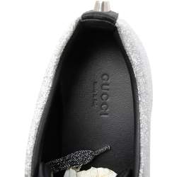 Pre Owned حذاء رياضي غوتشي  ويب ميتالك فضي مزين غليترعنق منخفض مقاس 40