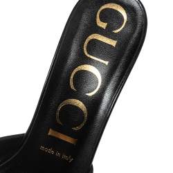 مملوكة مسبقًا Gucci Black Patent Leather Slide Sandals Size 38