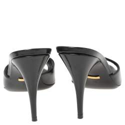 مملوكة مسبقًا Gucci Black Patent Leather Slide Sandals Size 38