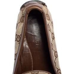 Pre Owned Gucci Beige GG Canvas and Leather Vintage Loafers Size 36