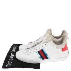 Gucci White Lace And Leather Ace Slip On High Top Sneakers Size 39