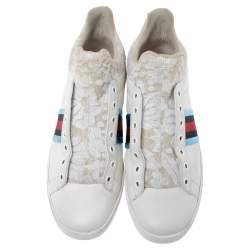 Gucci White Lace And Leather Ace Slip On High Top Sneakers Size 39