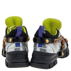 Pre Owned حذاء رياضي غوتشي كريستال قابل للإزالة فلاشترك شبك وجلد متعدد الألوان مقاس 38