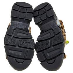 Pre Owned حذاء رياضي غوتشي كريستال قابل للإزالة فلاشترك شبك وجلد متعدد الألوان مقاس 38