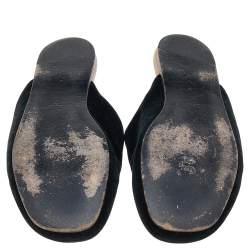 Pre Owned Gucci Black Velvet Snake Embroidered Mules Size 39