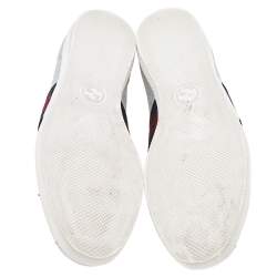 مملوكة مسبقًا حذاء رياضي غوتشي بامبي غليتر فضي ميتاليك مزين ويب مرصع منخفض من أعلى مقاس 38