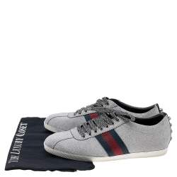 مملوكة مسبقًا حذاء رياضي غوتشي بامبي غليتر فضي ميتاليك مزين ويب مرصع منخفض من أعلى مقاس 38