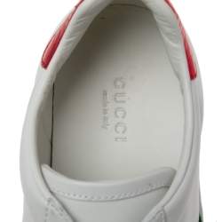 Pre Owned حذاء رياضي غوتشي ايس جلد أبيض مطرز نحلة منخفض من أعلى مقاس 37