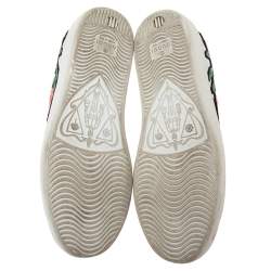 Gucci White Floral Embroidered Leather Ace Low-Top Sneakers Size 35