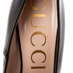 Pre Owned Gucci Black Patent Leather Elaisa Removable Faux Pearl Bow Accents Pumps Size 40