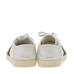 Pre Owned حذاء رياضي غوتشي أيس ويب جلد أبيض عنق منخفض مقاس 37.5