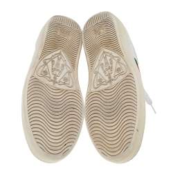 Pre Owned حذاء رياضي غوتشي أيس ويب جلد أبيض عنق منخفض مقاس 37.5