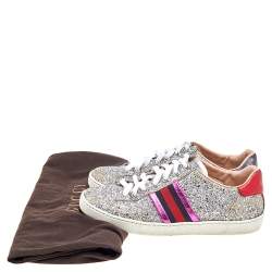 Gucci Silver Glitter Ace Wed Low Top Sneakers Size 37