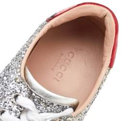 Gucci Silver Glitter Ace Wed Low Top Sneakers Size 37