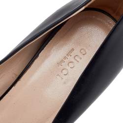 مملوكة مسبقًا Gucci Black Leather Horsebit Block Heel Pumps Size 37