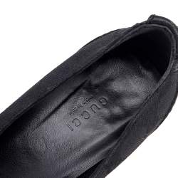 Pre Owned Gucci Black GG Canvas And Leather Horsebit Pumps Size 37.5