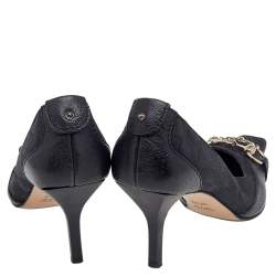 Pre Owned Gucci Black GG Canvas And Leather Horsebit Pumps Size 37.5