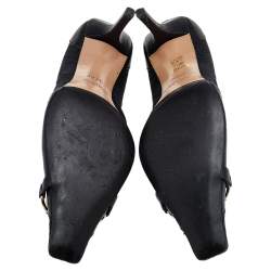 Pre Owned Gucci Black GG Canvas And Leather Horsebit Pumps Size 37.5