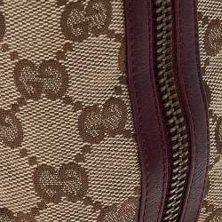 Pre Owned Gucci Beige/Burgundy GG Canvas And Leather Thigh High Boots Size 38