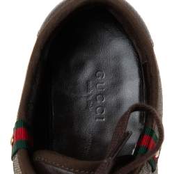 Pre Owned حذاء رياضي غوتشي بارشيلونا جلد وكانفاس جي جي بني عنق منخفض مقاس 40