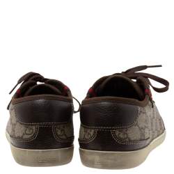 Pre Owned حذاء رياضي غوتشي بارشيلونا جلد وكانفاس جي جي بني عنق منخفض مقاس 40