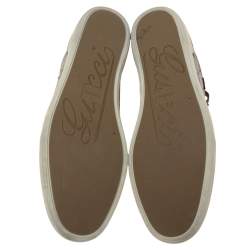 Pre Owned حذاء رياضي غوتشي بارشيلونا جلد وكانفاس جي جي بني عنق منخفض مقاس 40