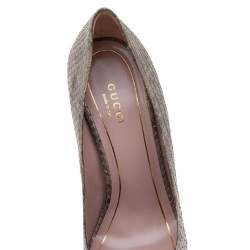 Gucci Metallic Grey Python Horsebit Pointed Toe Pumps Size 37.5