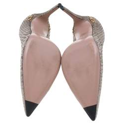 Gucci Metallic Grey Python Horsebit Pointed Toe Pumps Size 37.5