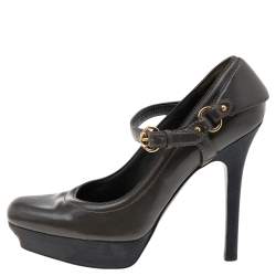 Gucci Dark Grey Leather Platform Pumps Size 39