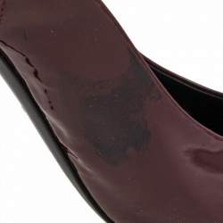 Pre Owned Gucci Burgundy Patent Leather Peep Toe Slingback Sandals Size 37.5