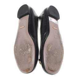 مملوكة مسبقًا حذاء باليرينا فلات غوتشي هورسبيت جلد أسود مقاس 40