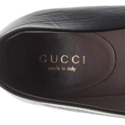 مملوكة مسبقًا حذاء باليرينا فلات غوتشي هورسبيت جلد أسود مقاس 40