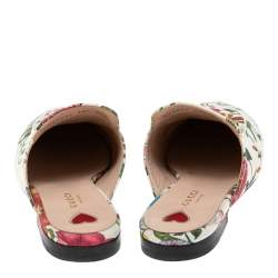 مملوكة مسبقًا صندل سلايد غوتشي برينستاون هورسبيت كانفاس متعدد الألوان مقاس 38.5