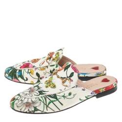 مملوكة مسبقًا صندل سلايد غوتشي برينستاون هورسبيت كانفاس متعدد الألوان مقاس 38.5