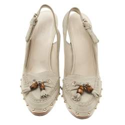 Gucci Grey Suede Platform Slingback Sandals Size 39.5