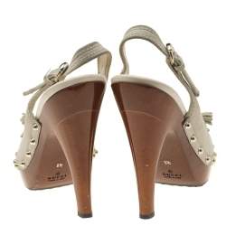 Gucci Grey Suede Platform Slingback Sandals Size 39.5