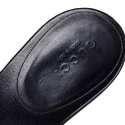 Pre Owned صندل سلايد غوتشي جلد أسود مزين جي جي متداخل مقاس 39.5