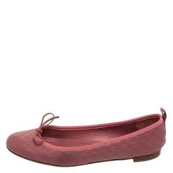 Pre Owned Gucci Pink Microguccissima Leather Bow Detail Ballet Flats 40