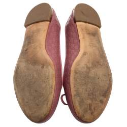 Pre Owned Gucci Pink Microguccissima Leather Bow Detail Ballet Flats 40