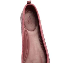 Pre Owned Gucci Pink Microguccissima Leather Bow Detail Ballet Flats 40