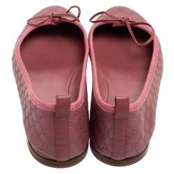 Pre Owned Gucci Pink Microguccissima Leather Bow Detail Ballet Flats 40