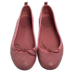 Pre Owned Gucci Pink Microguccissima Leather Bow Detail Ballet Flats 40