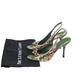 مملوكة مسبقًا Gucci Multicolor Floral Print Canvas Horsebit Embellished Slingback Sandals Size 41