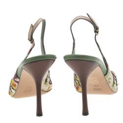 مملوكة مسبقًا Gucci Multicolor Floral Print Canvas Horsebit Embellished Slingback Sandals Size 41